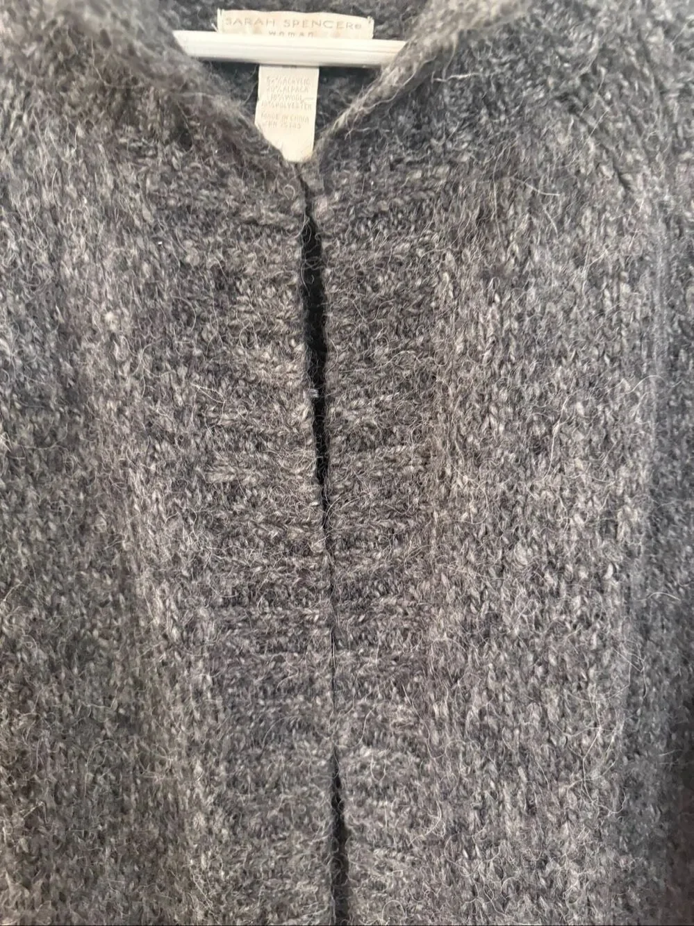 Sarah Spencer Gray Alpaca Blend Soft Drop Sleeve Cardigan Sweater sz 2X EUC